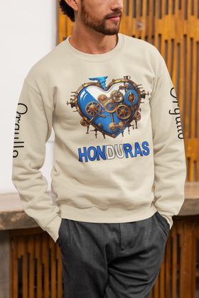 Honduras Mechanical Heart Sweater | Gildan 18000 Long Sleeve | Orgullo y Inspiración