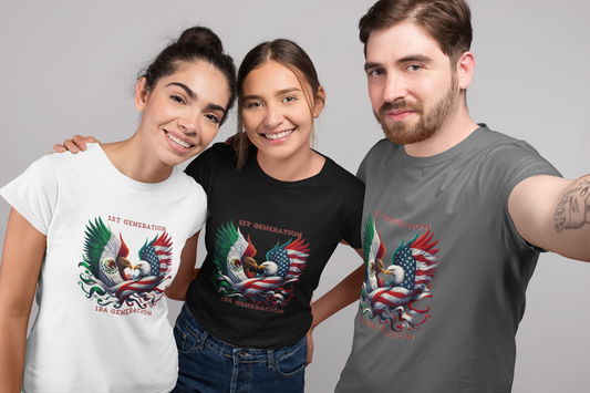 1st Generation Bilingual Mexican American shirt with Logo on Sleeve